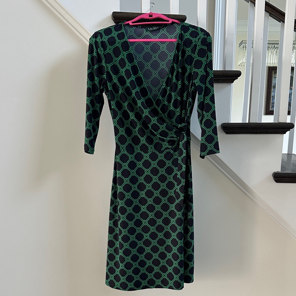 Ralph Lauren Black and Green Long Sleeve Dress